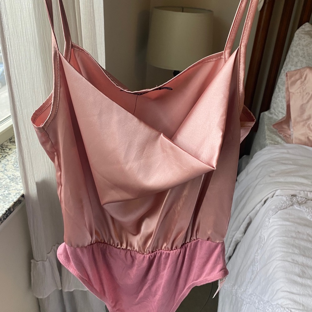 Nasty gal satin blush bodysuit